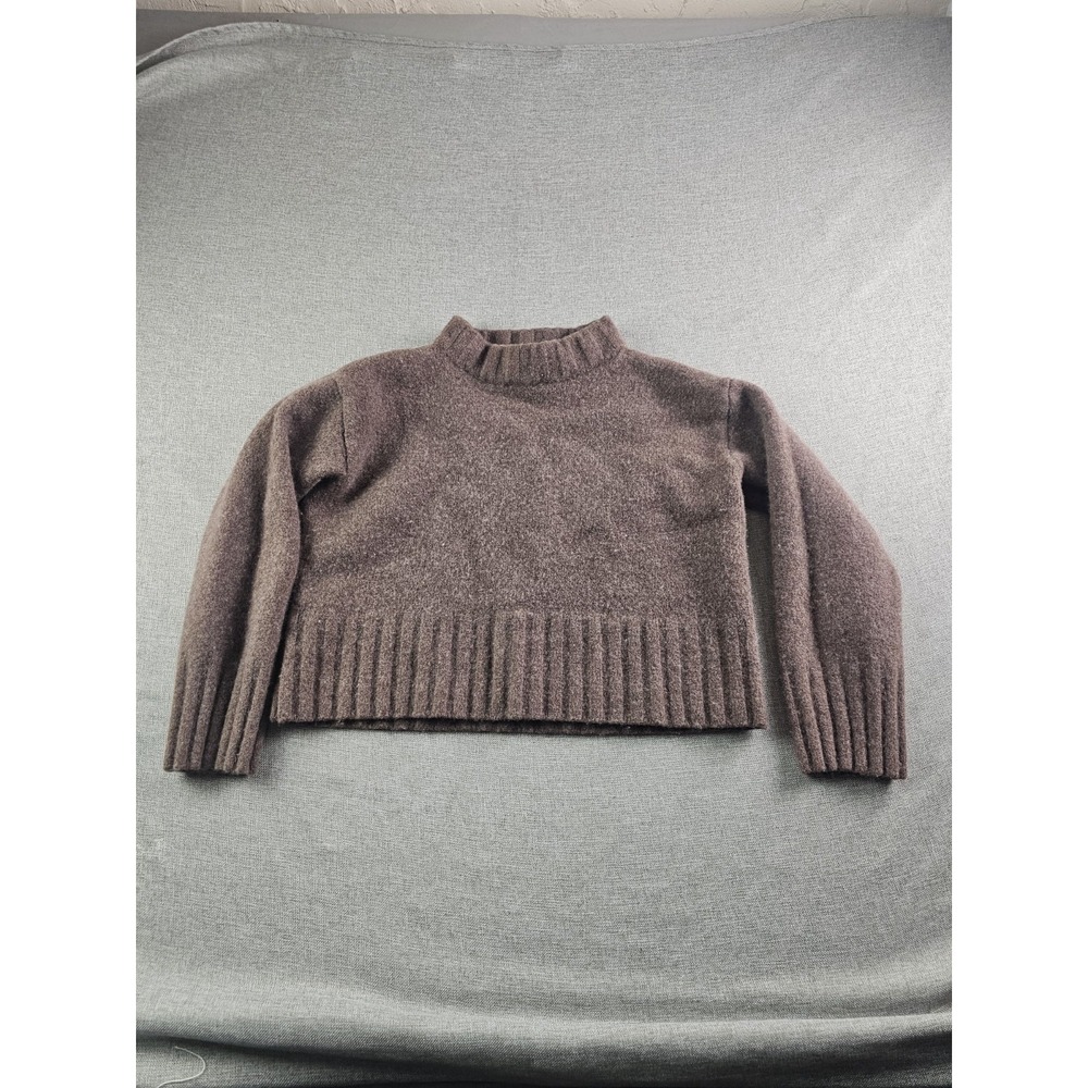 Reformation Sweater Womens Small Wool Thick Mock Neck Boxy Crop Ribbed Trim